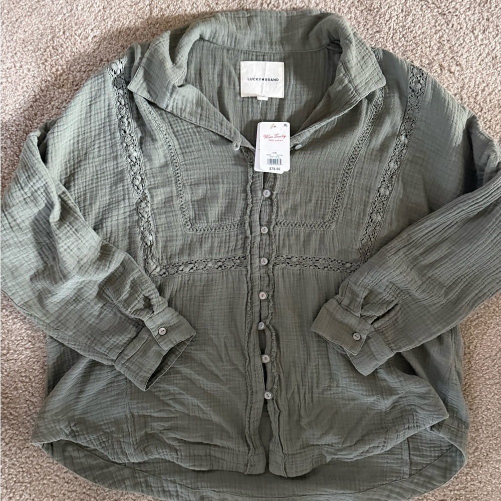 Lucky Brand Dusty Olive Blouse